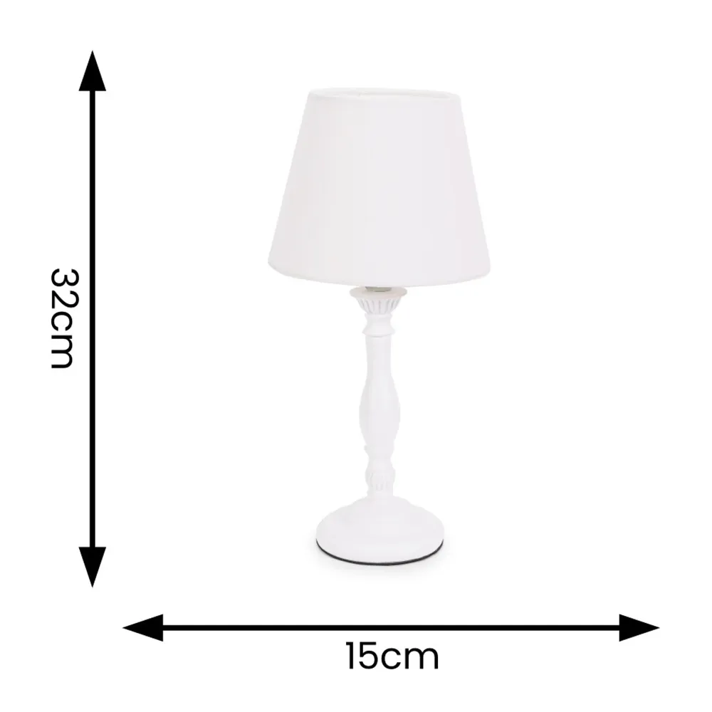 Sara Tapered Candle Stick Table Lamp 2 Pack - White, Wood