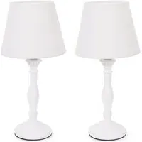 Sara Tapered Candle Stick Table Lamp 2 Pack - White, Wood