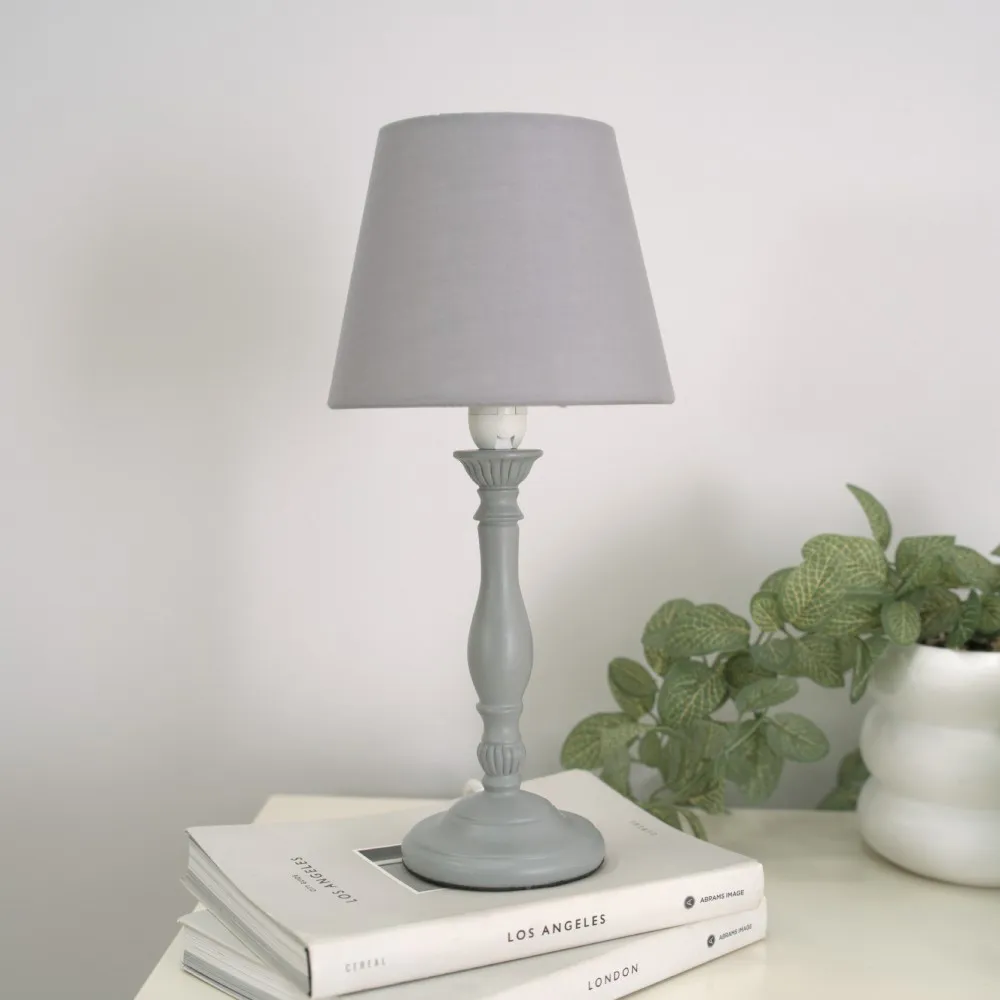 Sara Tapered Candle Stick Table Lamp - Grey, Wood