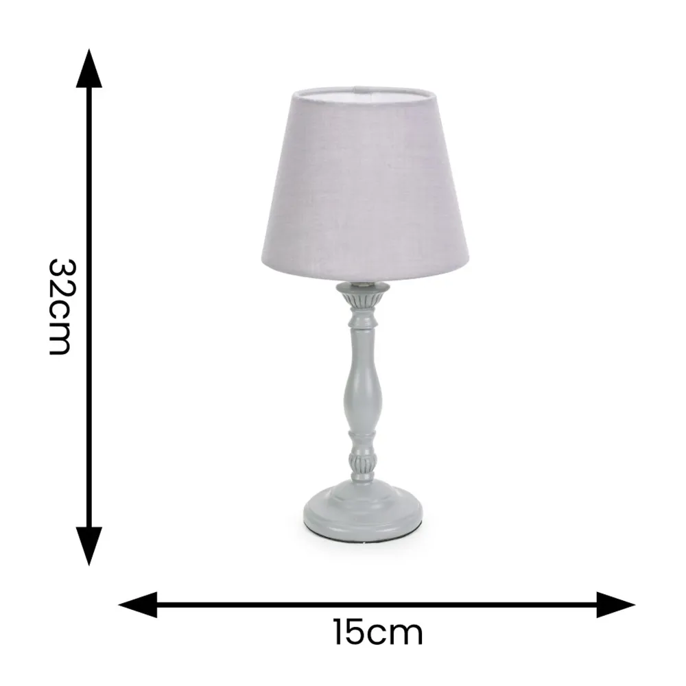 Sara Tapered Candle Stick Table Lamp - Grey, Wood