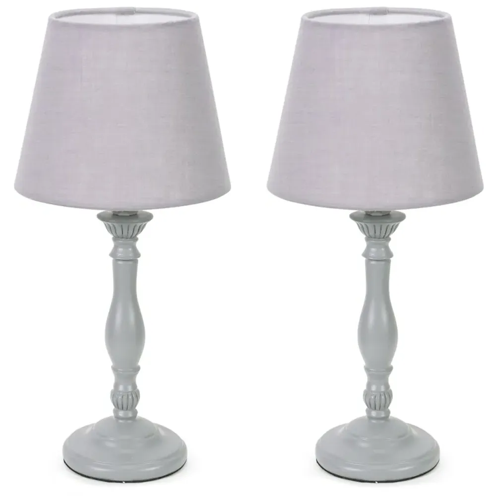 Sara Tapered Candle Stick Table Lamp - Grey, Wood image