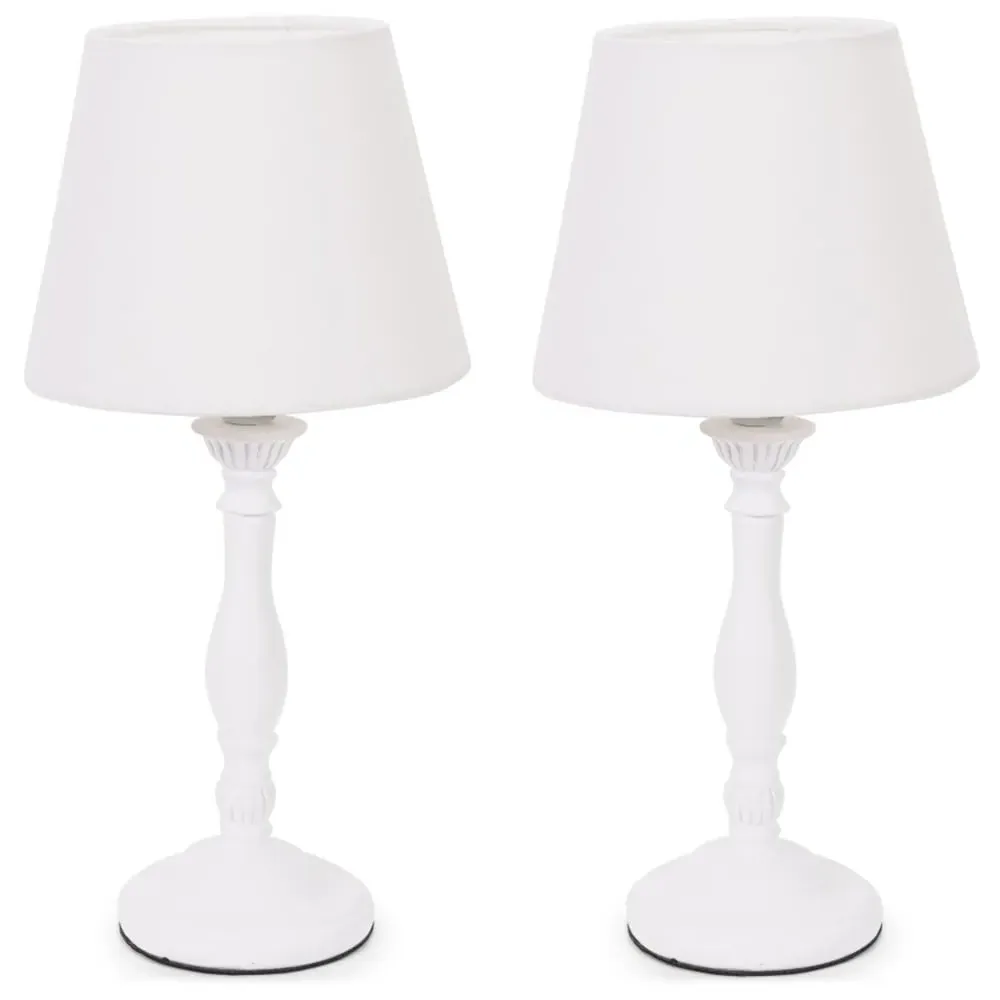 Sara Tapered Candle Stick Table Lamp - White, Wood