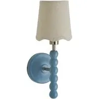 Scallop Shade Bobbin LED Wall Light with Bulb - Blue, Wood