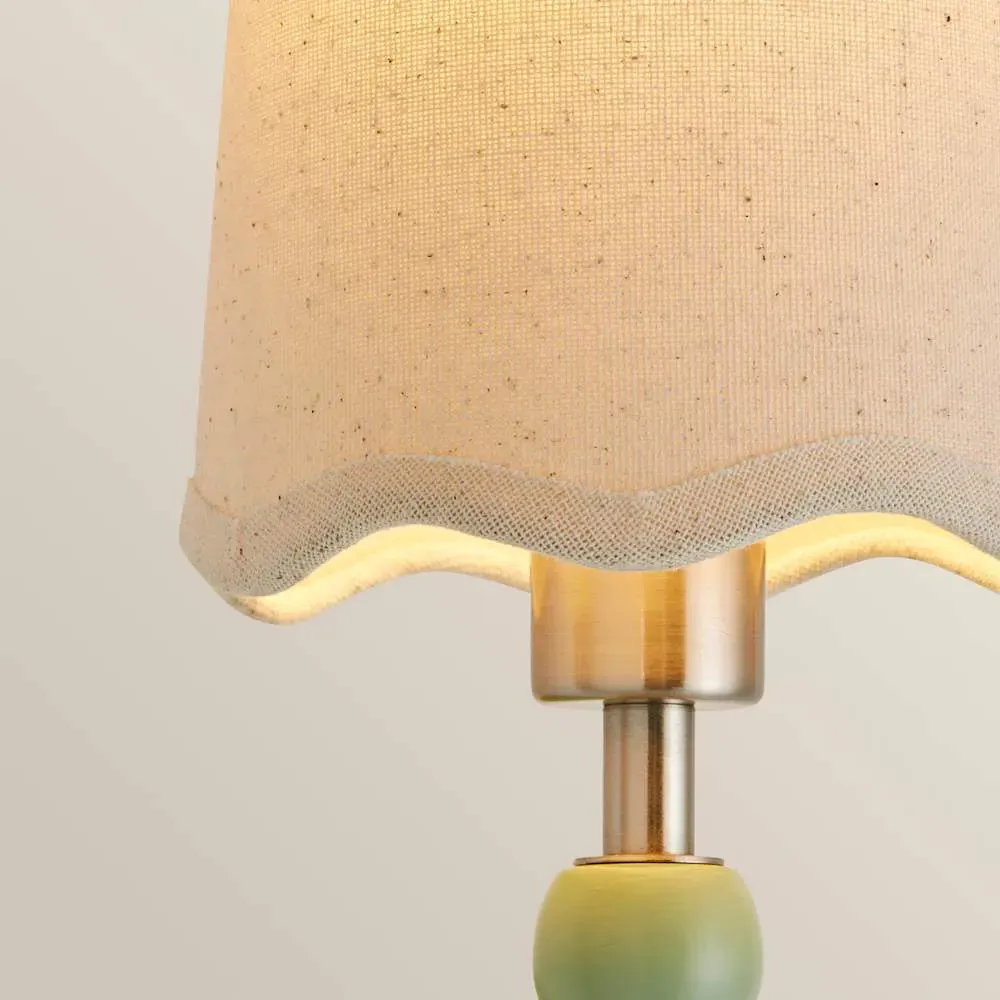 Scallop Shade Bobbin LED Wall Light with Bulb - Green, Wood