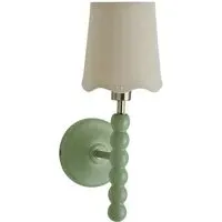 Scallop Shade Bobbin LED Wall Light with Bulb - Green, Wood