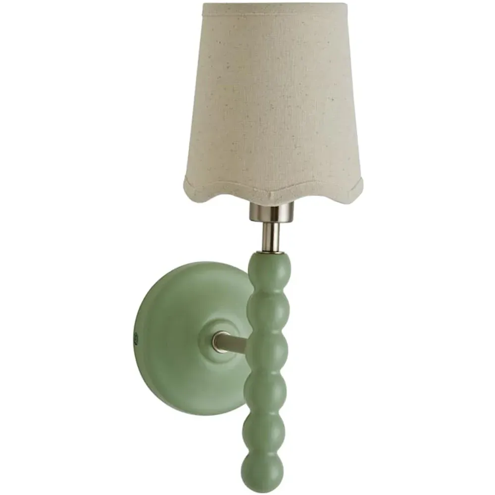 Scallop Shade Bobbin LED Wall Light with Bulb - Green, Wood