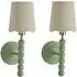 Scallop Shade Bobbin Wall Light 2 Pack - Green, Wood