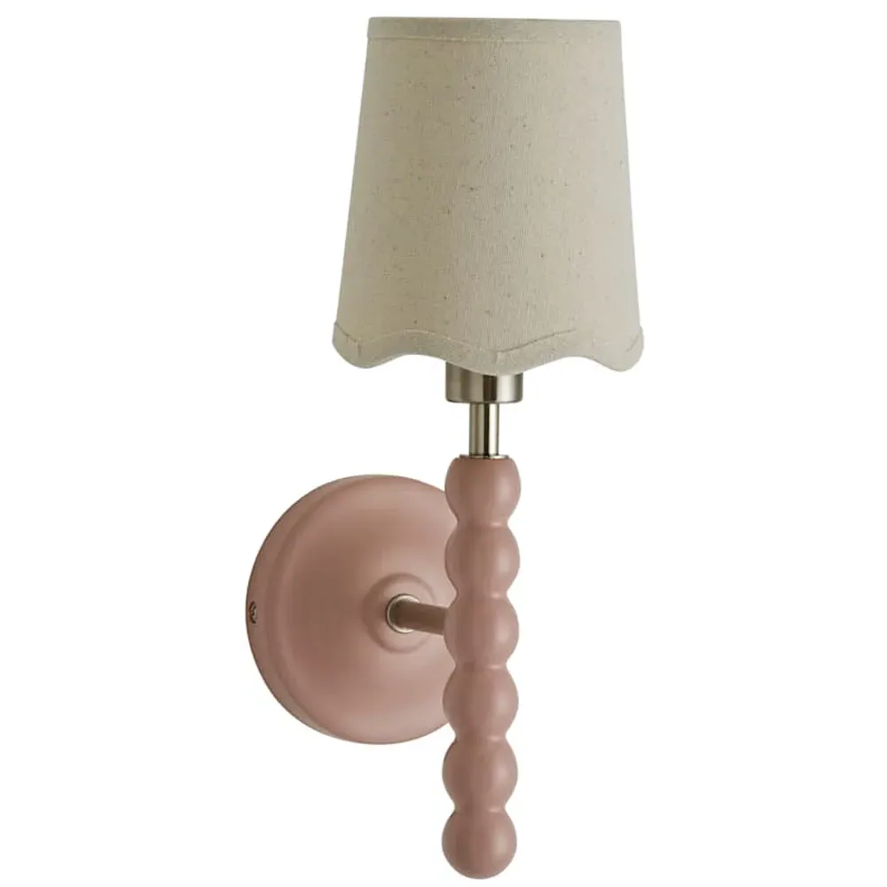 Scallop Shade Bobbin Wall Light 2 Pack - Pink, Wood