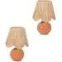 Sebby Globe Table Lamp 2 Pack with Raffia Shade - Orange, Ceramic