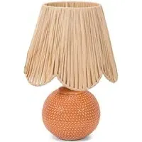 Sebby Globe Table Lamp with Raffia Shade - Orange, Ceramic