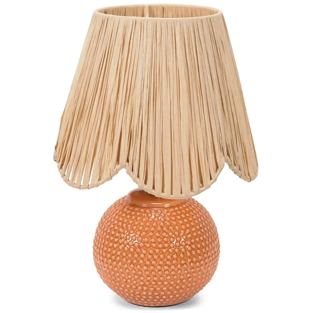 Sebby Globe Table Lamp with Raffia Shade - Orange, Ceramic image
