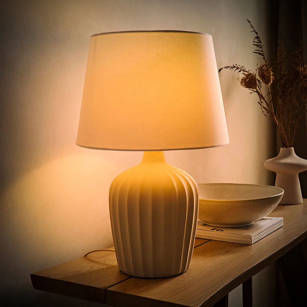 Serena Tapered Table Lamp - Beige, Ceramic