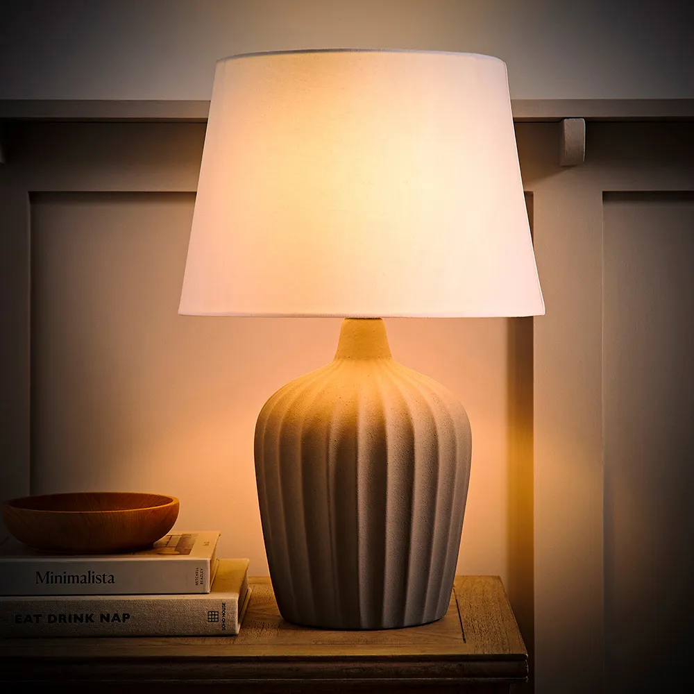 Serena Tapered Table Lamp - Grey, Ceramic