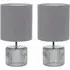Set of 2 LED Table Lamps - Grey, Smoked Glass