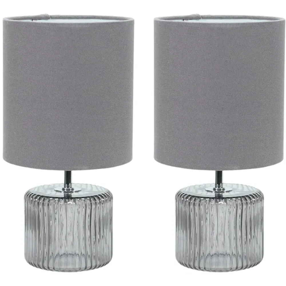 Set of 2 LED Table Lamps - Grey, Smoked Glass image