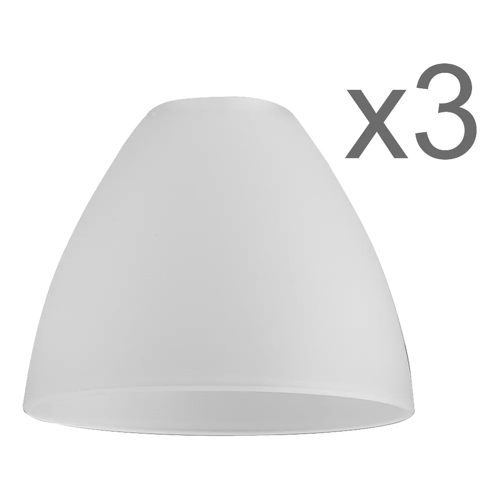 Set of 3 Bowl Shaped Lamp Shades - White, Glass