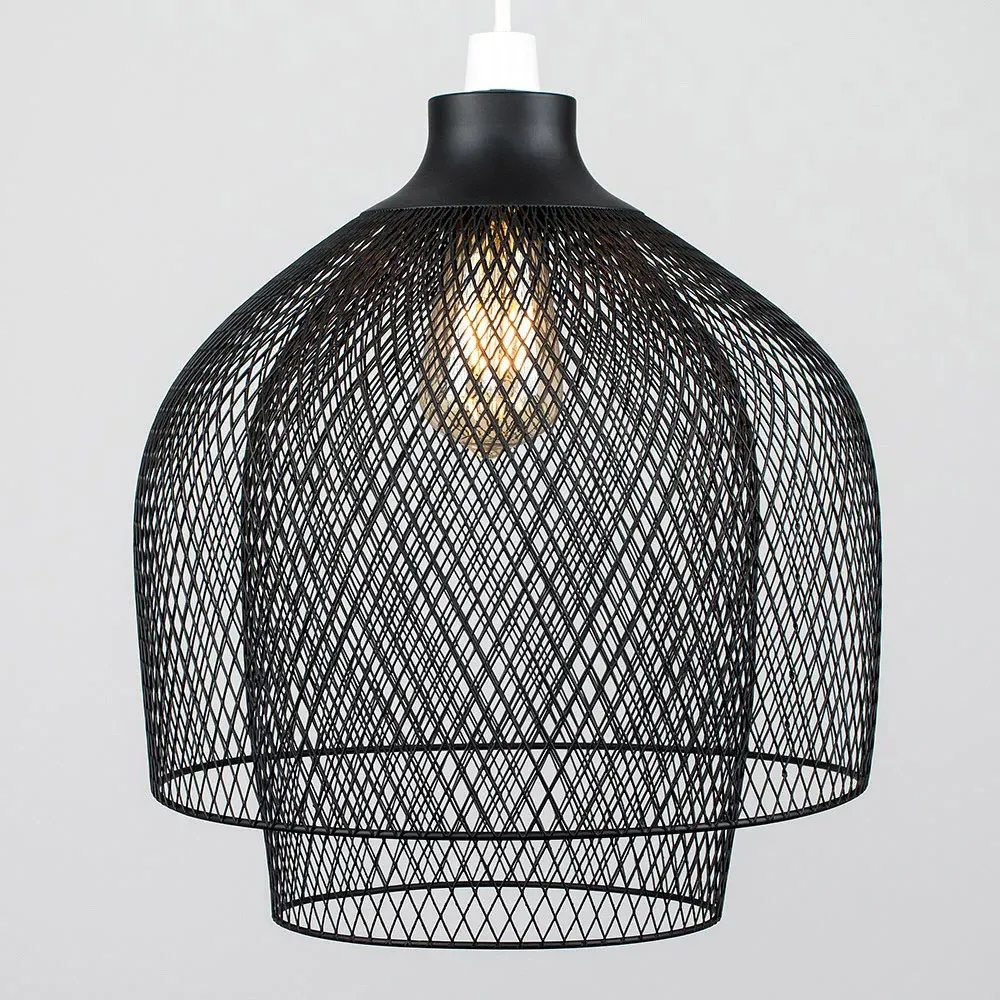 Sigmund 2 Tier Mesh Pendant Shade - Black