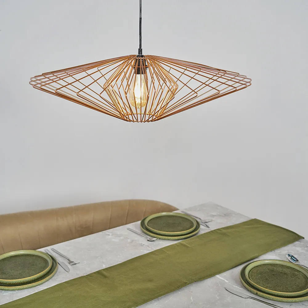 Sinat XL Wire Frame Pendant Shade - Copper