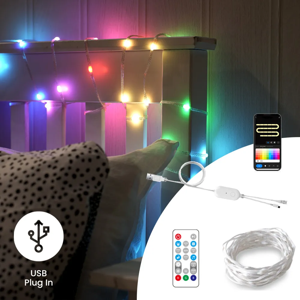 Smart App-Control RGBIC String Rope Light 10m - White