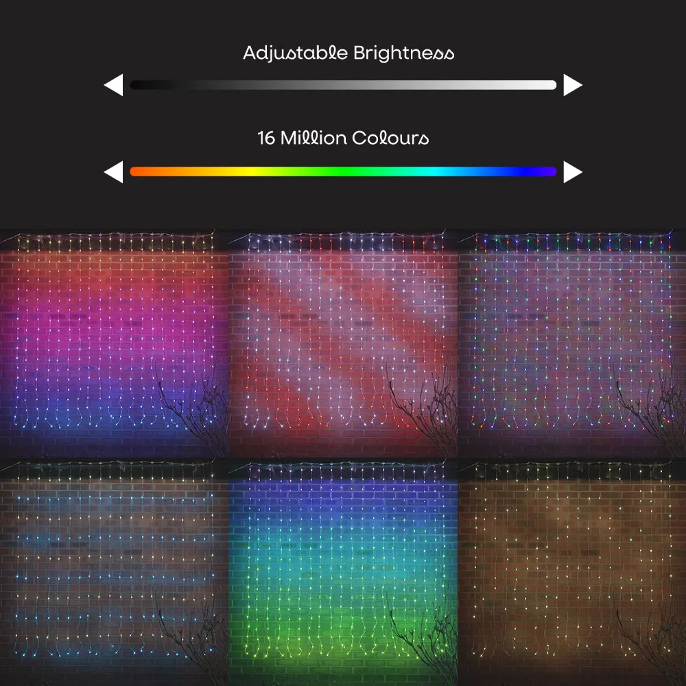 Smart RGB IP44 Fairy Curtain Light 2x2m - White