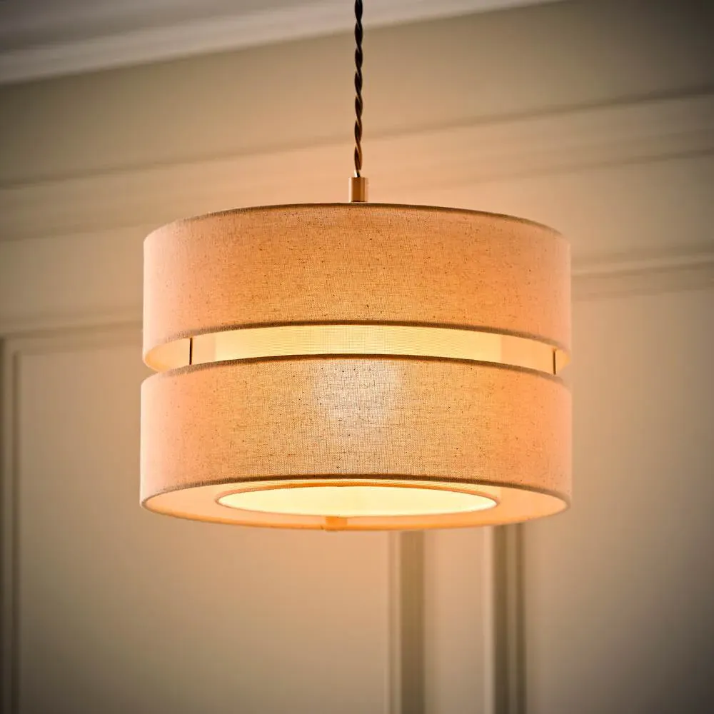 Sophia 2 Tier Ceiling Drum Lamp Shade - Cream, Linen