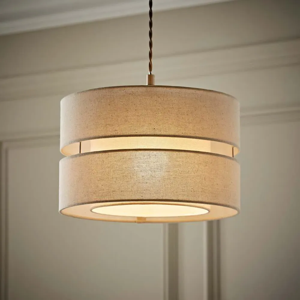 Sophia 2 Tier Ceiling Drum Lamp Shade - Cream, Linen