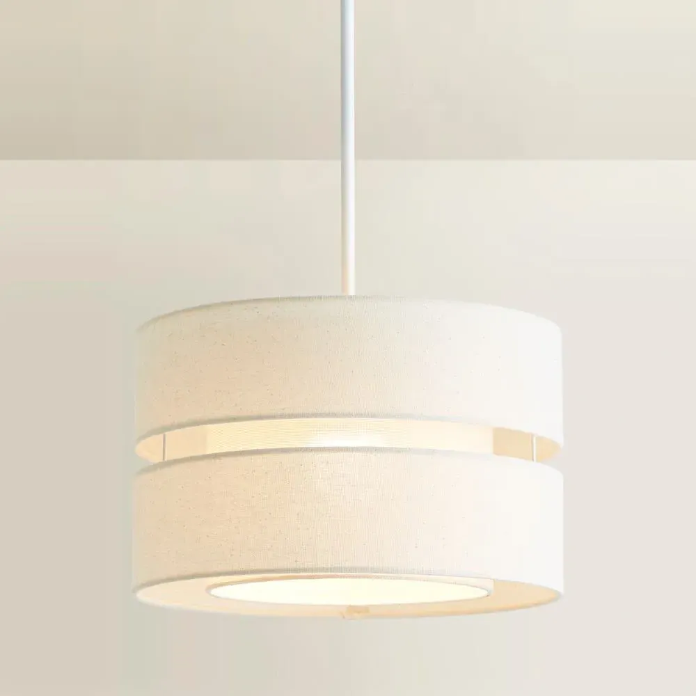 Sophia 2 Tier Ceiling Drum Lamp Shade - Cream, Linen