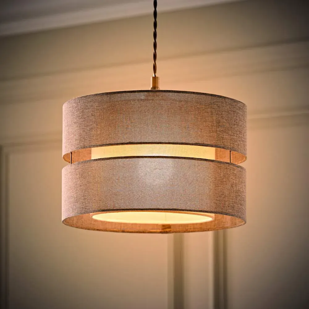 Sophia 2 Tier Ceiling Drum Lamp Shade - Grey, Linen