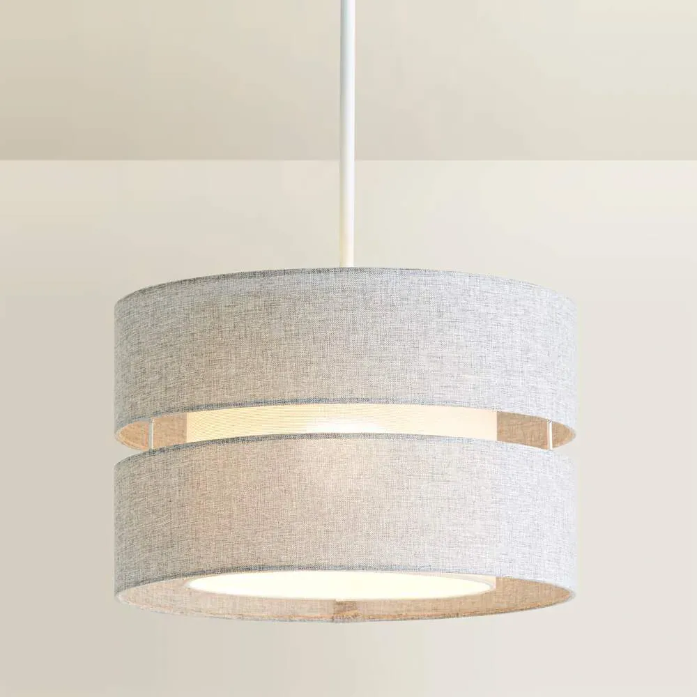 Sophia 2 Tier Ceiling Drum Lamp Shade - Grey, Linen