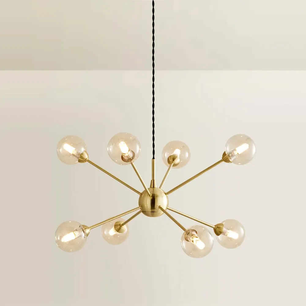 Sputnik 8 Way Pendant Ceiling Light with Bulbs - Gold