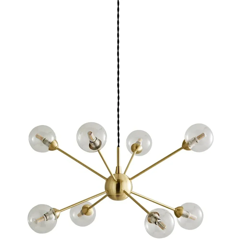 Sputnik 8 Way Pendant Ceiling Light with Bulbs - Gold