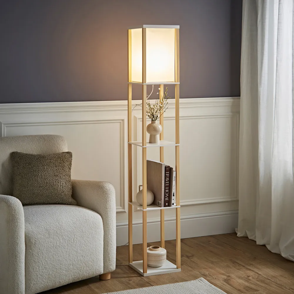Struttura 3 Shelf Floor Lamp with Storage - Brown