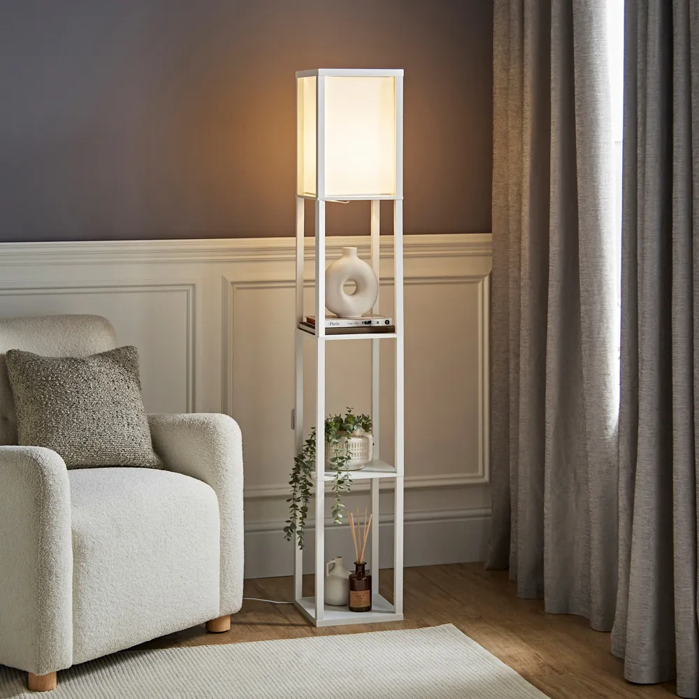 Struttura 3 Shelf Floor Lamp with Storage - White
