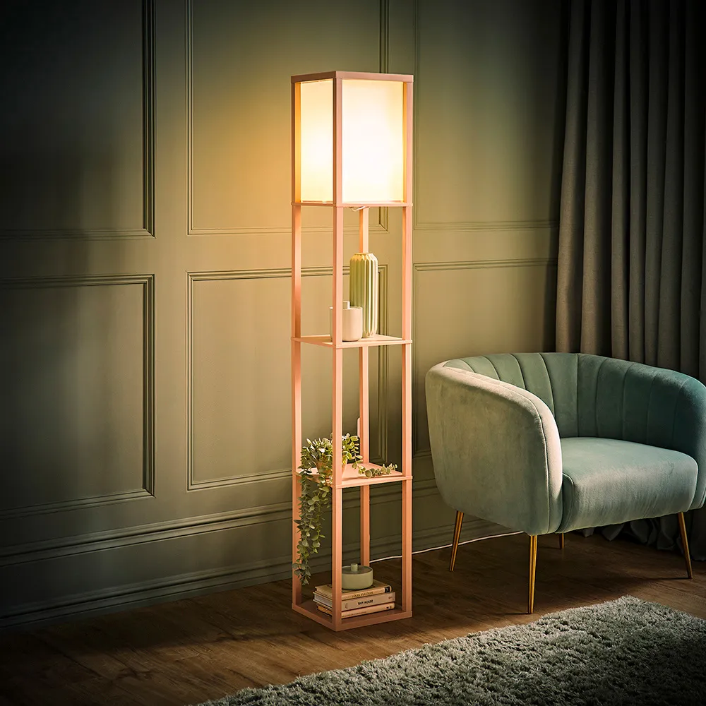 Struttura Shelving Unit Floor Lamp with Bulb - Yellow, Fabric