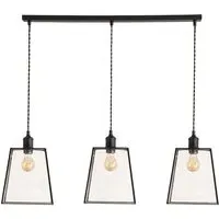 Susie 3 Drop Glass Lantern Ceiling Pendant Light - Black