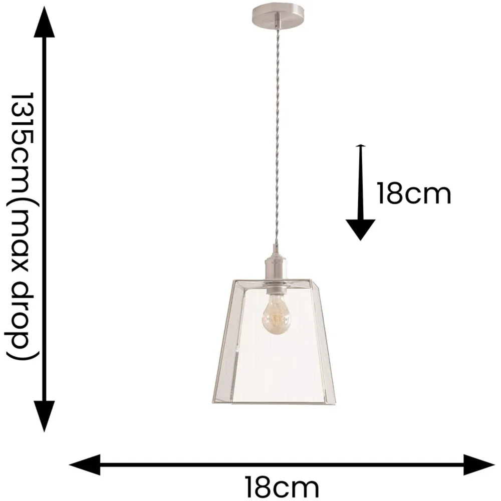 Susie Square Glass Lantern Ceiling Pendant Light - Silver