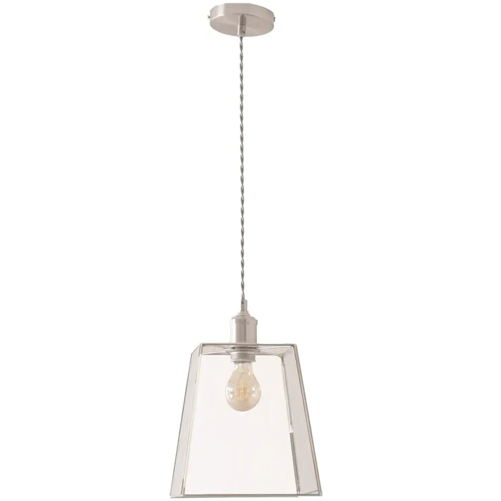 Susie Square Glass Lantern Ceiling Pendant Light - Silver image
