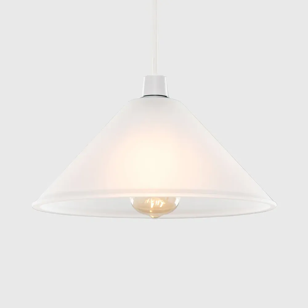 Tapered Dome Pendant Lamp Shade - White, Frosted Glass