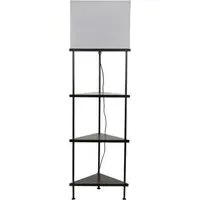 Tasca 3 Tier Triangular Floor Lamp with Shelves - Black