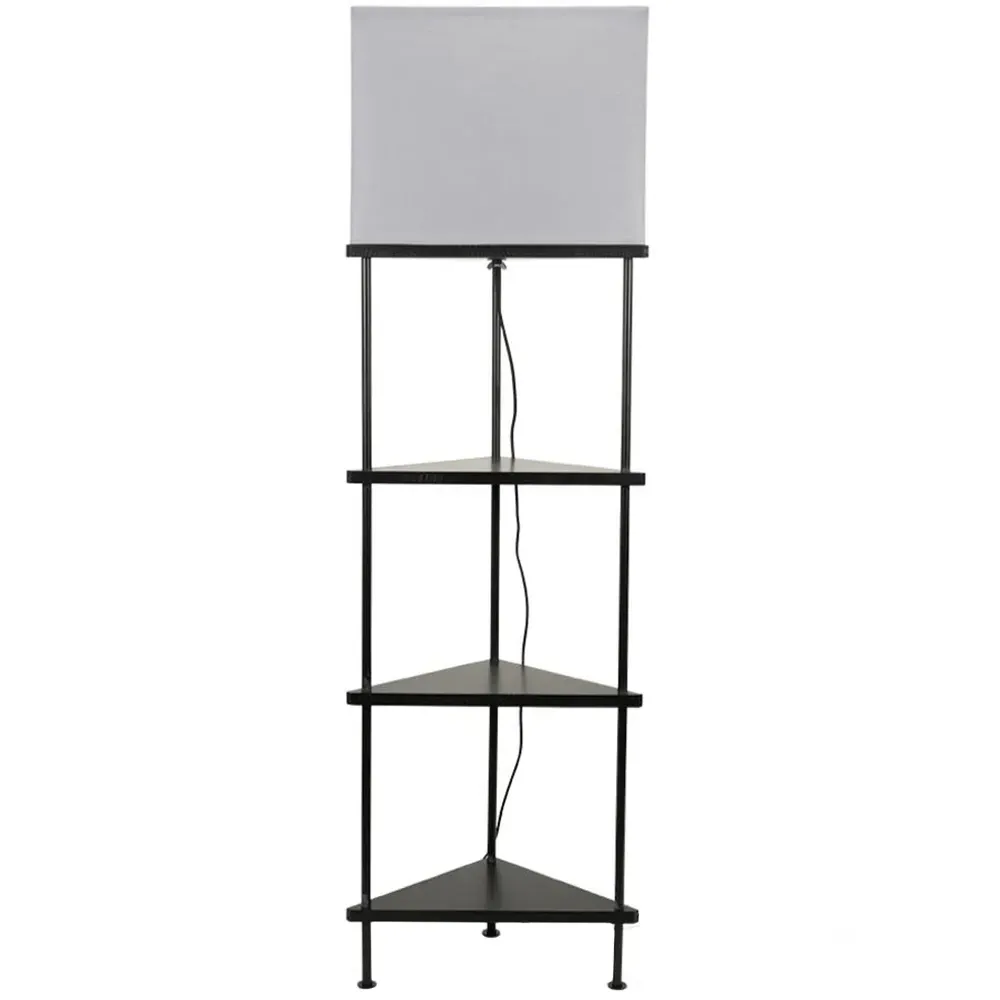 Tasca 3 Tier Triangular Floor Lamp with Shelves - Black image