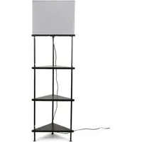 Taska Corner Floor Lamp with 3 Shelves - Black, Wood