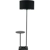 Tavel LED Floor Lamp with Table - Black, Fabric