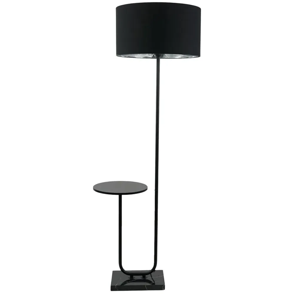 Tavel LED Floor Lamp with Table - Black, Fabric image