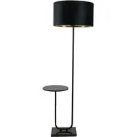 Tavel LED Floor Lamp with Table - Black, Velvet