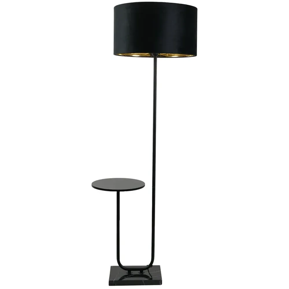 Tavel LED Floor Lamp with Table - Black, Velvet