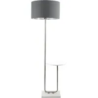 Tavel LED Floor Lamp with Table - Chrome, Fabric