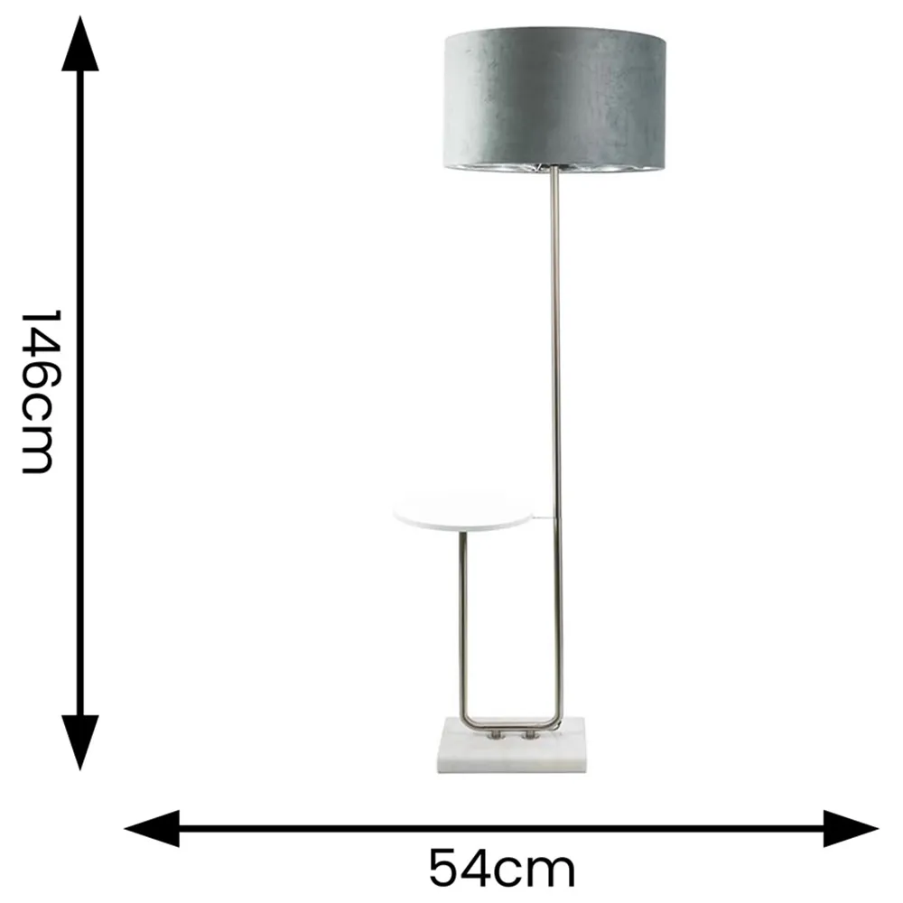 Tavel LED Floor Lamp with Table - Chrome, Velvet