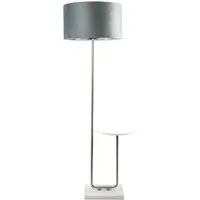 Tavel LED Floor Lamp with Table - Chrome, Velvet