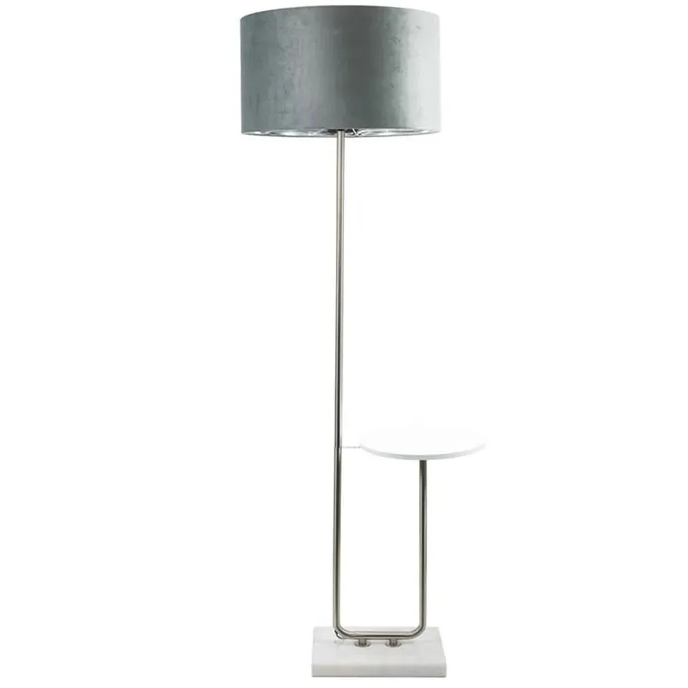 Tavel LED Floor Lamp with Table - Chrome, Velvet