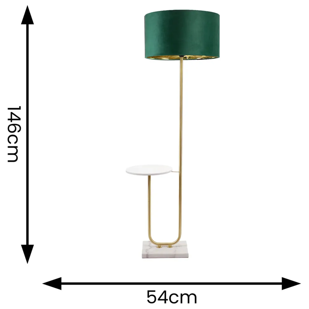 Tavel LED Floor Lamp with Table - Gold, Velvet